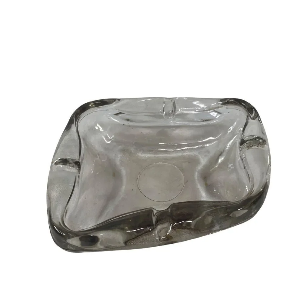 Vintage Thick Glass Ashtray 70's Vintage Glass Cigarette Holder MCM - Picture 7 of 16